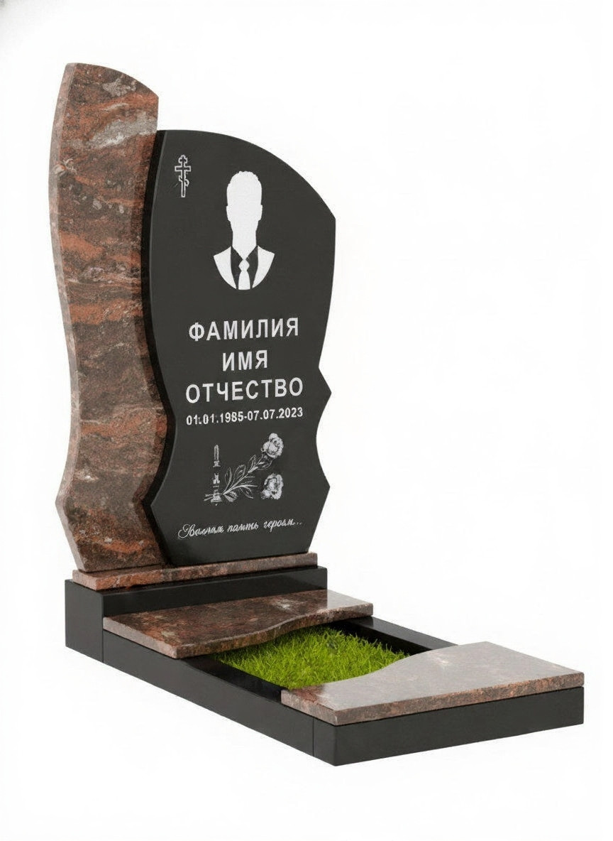 a3831a59c66f32f62ea339c369.jpg Комбинированный памятник из двух гранитов КБ-001-1 — изображение 1
